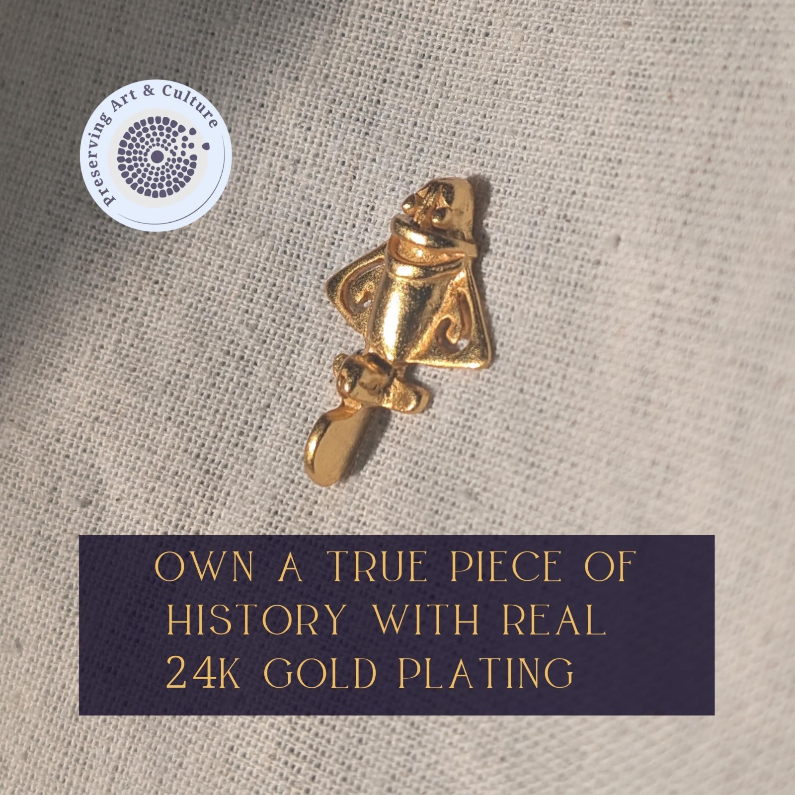 24k GP Quimbaya Ancient Flyer | Golden Jet-3 Pendant Necklace| Across The Puddle