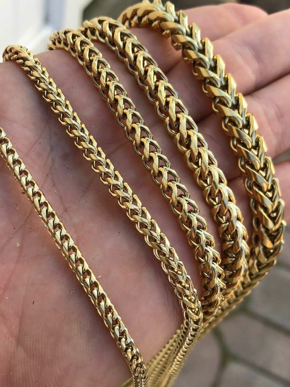 Cadena FRANCO para Hombre Acero Inoxidable Bañado en Oro de 14K LA MEJOR CALIDAD