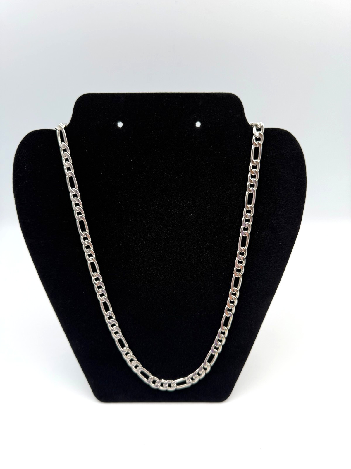 BMNY 14K White Gold Plate Figaro Necklace 24″ Long