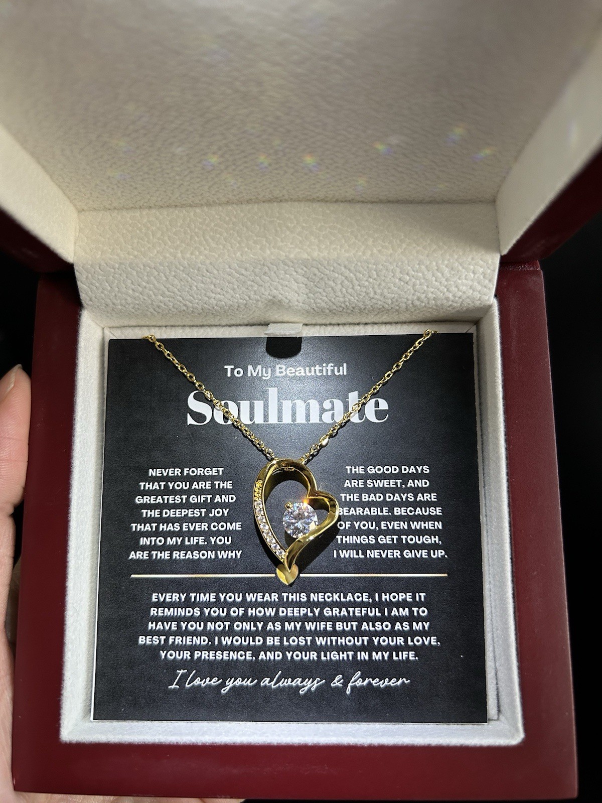 To My Soulmate Heart Necklace Anniversary valentines meaningful Gift