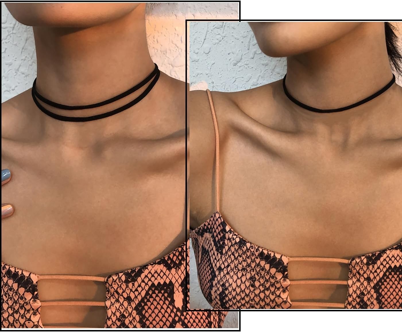4PCS Black Choker for Women Lace Velvet Chocker Set black/B