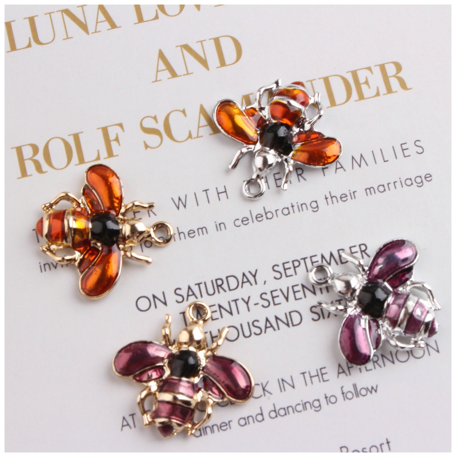 Buy 1 Get 1 FREE US Seller fashion jewelry enamel bees pendant necklace earing