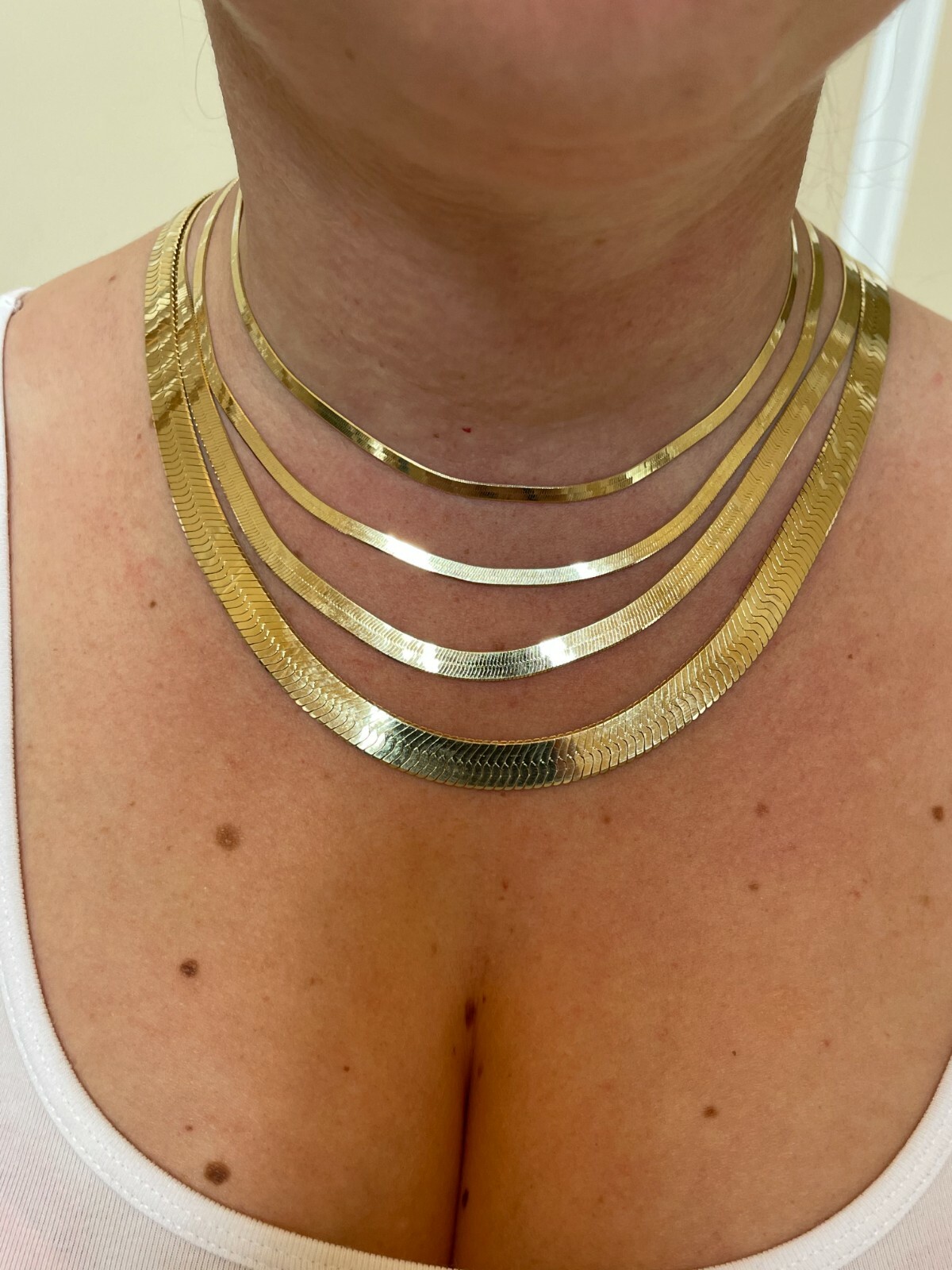 14k Gold Plated Solid 925 Sterling Silver Herringbone Chain Necklace Braid 3-9mm