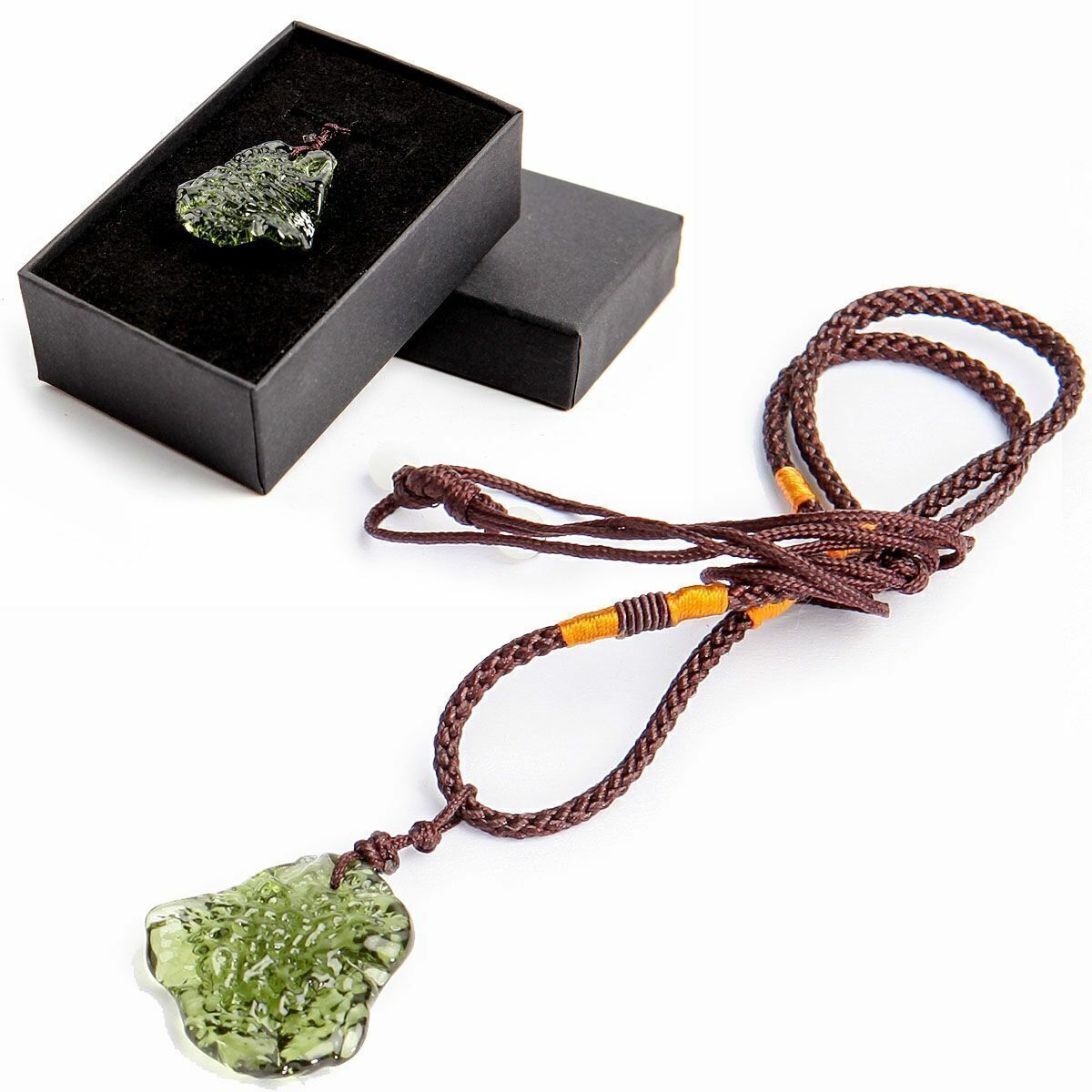 Natural Green Czech Moldavite Meteorite Impact Pendant Necklace Chakra Healing
