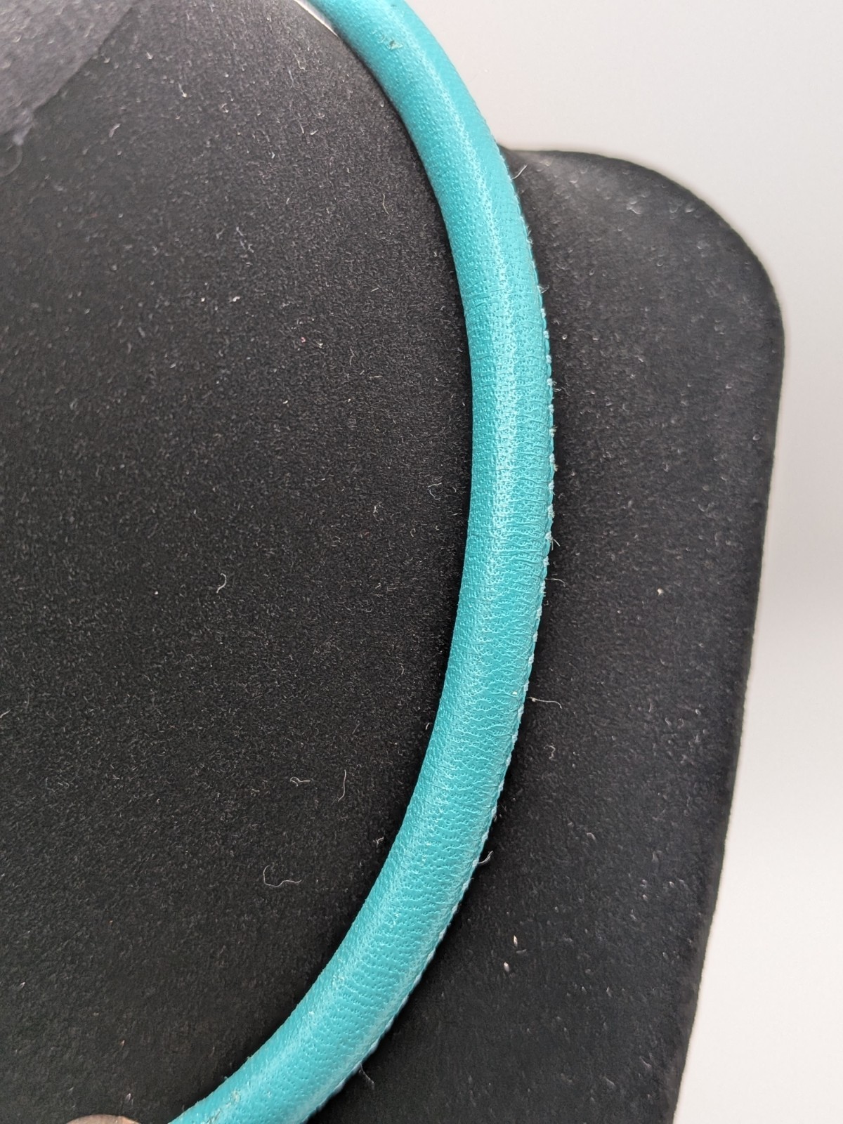 Brighton Faux Turquoise Leather Silver Beads Choker Necklace 15.5 Inches