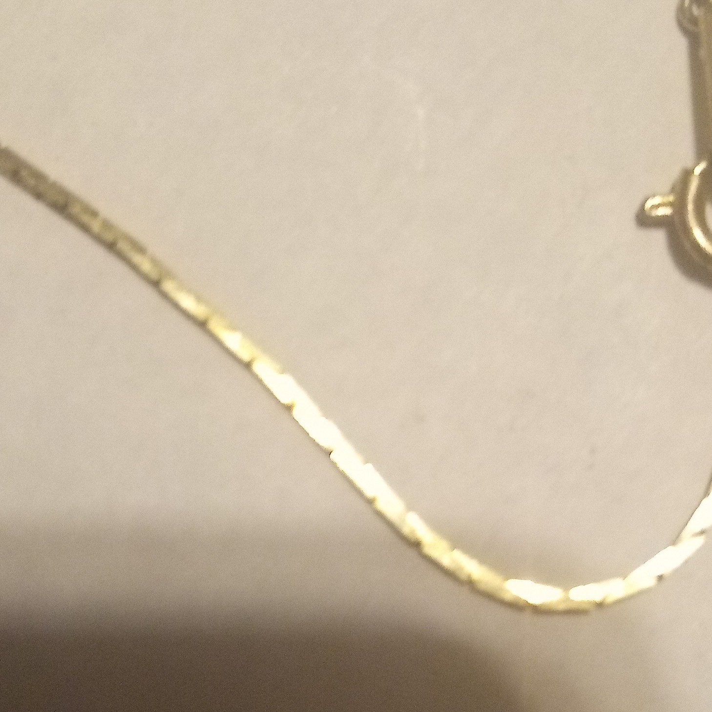 Gold Tone Herringbone Chain Necklace, Heart Charm Pendant, No Stone, Spring