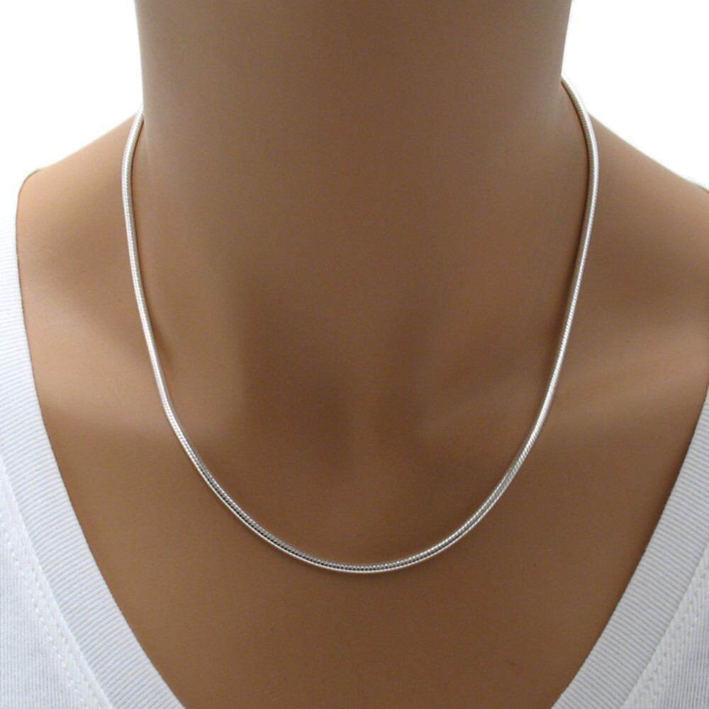 925 Sterling Silver Round Snake Chain Necklace 2.5mm (060 Gauge)
