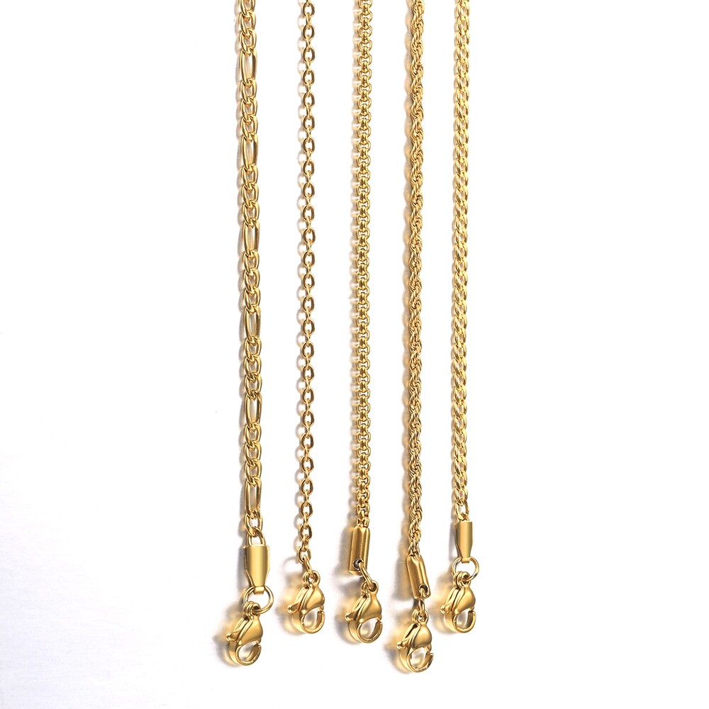 2/3mm Yellow Gold Filled Figaro/Rope/Cuban/Box/Link Chain Necklace Choker 16-30″