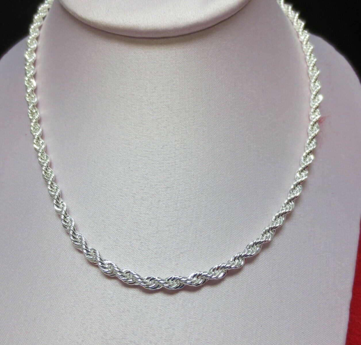 30 INCH .925 STERLING SILVER PLATED 5 MM ROPE CHAIN NECKLACE-USA SELLER