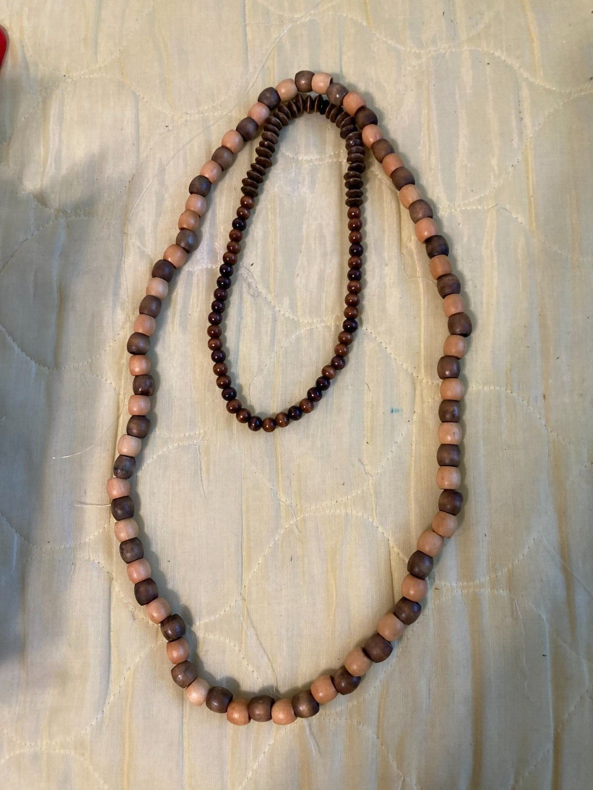 Smooth Wooden Bead 15 in Necklace and Coffee Colored Bead Necklace
