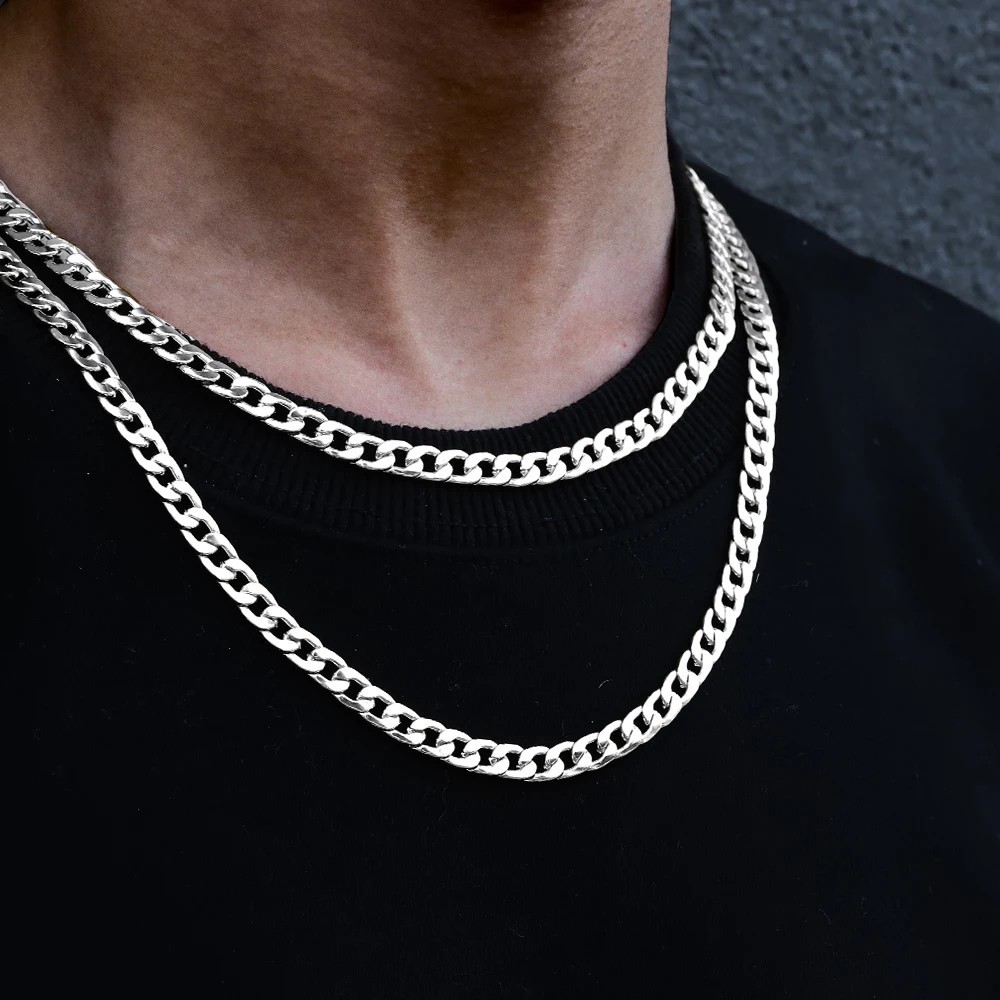 Collar de plata 925 de alta calidad con eslabones cubanos, moderno y unisex