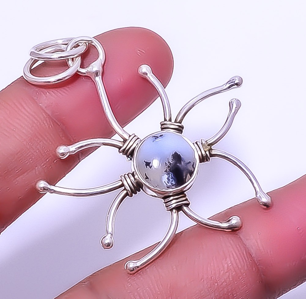 Dendritic Opal – Brazil 925 Sterling Silver Jewelry Pendant 1.95″ P0-12