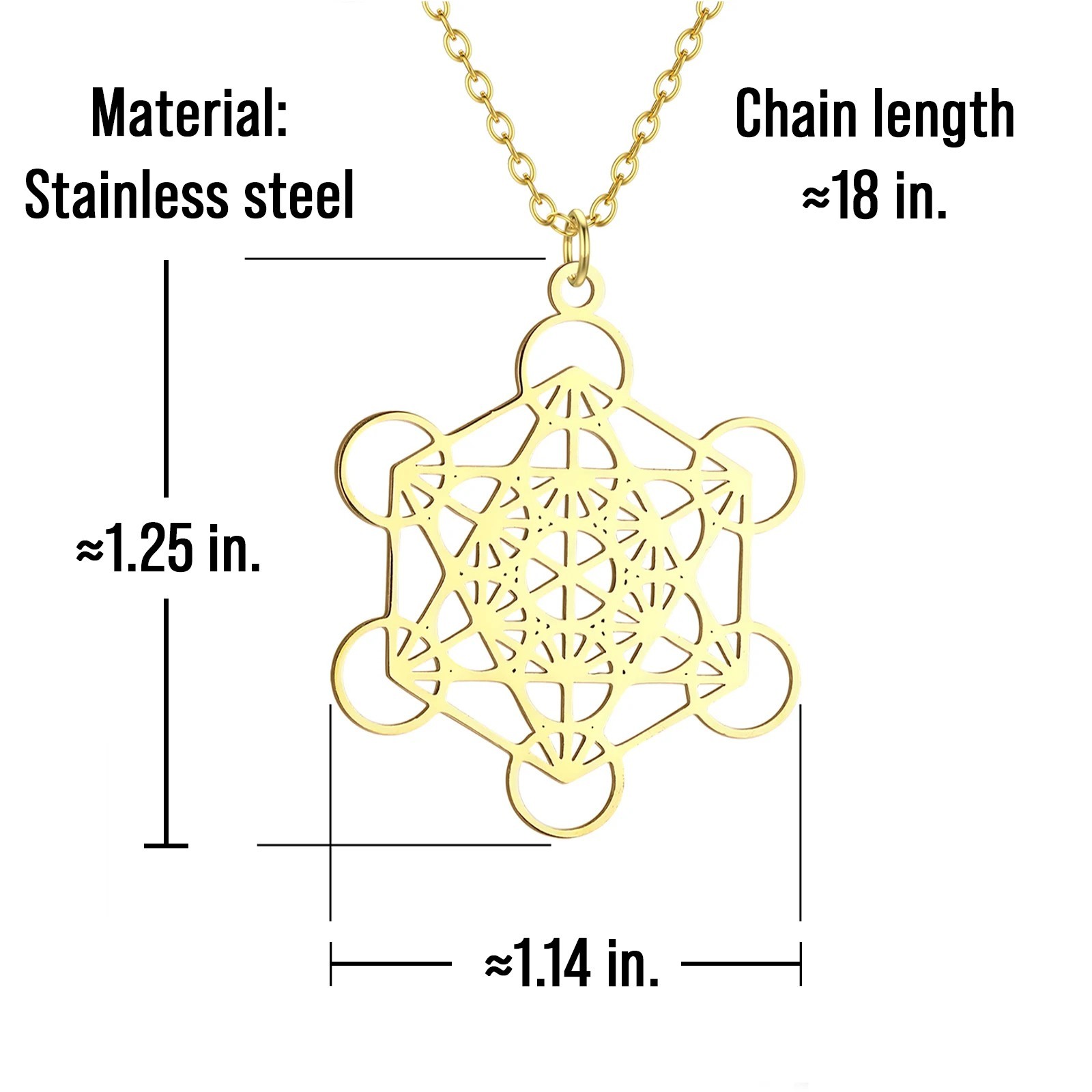 Metatron’s Cube Pendant & Necklace Sacred Geometry Silver or Gold SS