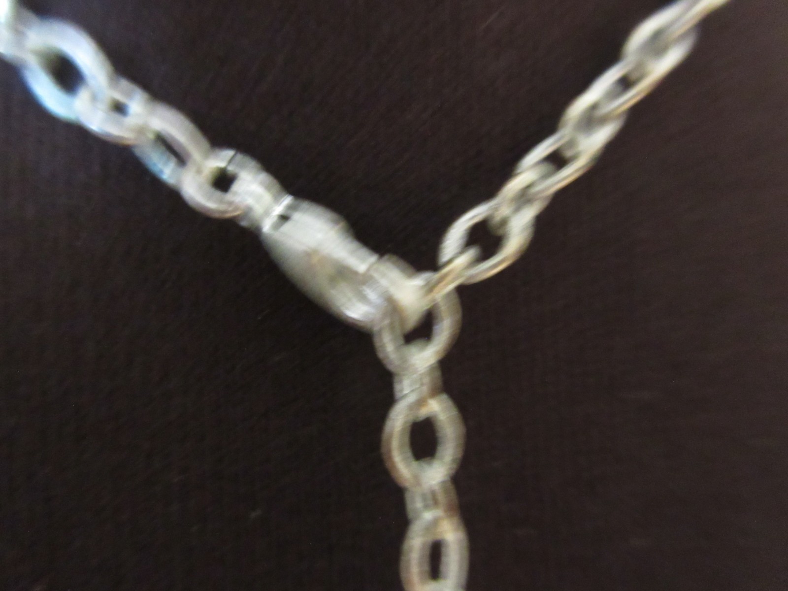 Faceted Opalite Glass 1.75″ Tear Drop on Silver Tone 21″ Long Chain , Excellent!
