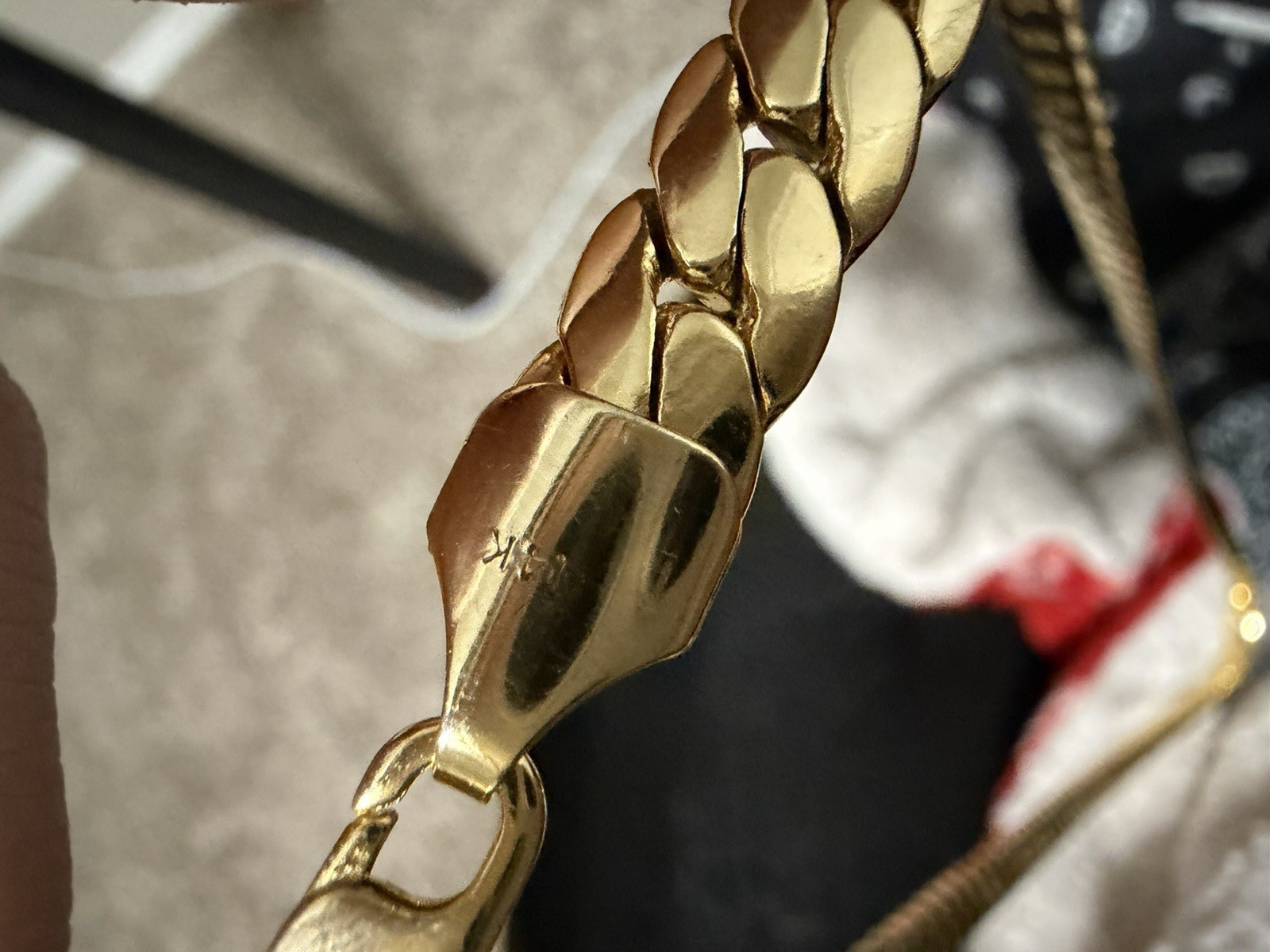 Stamped 14k Gold Flat Cuban Link Chain. 30 inches in length.