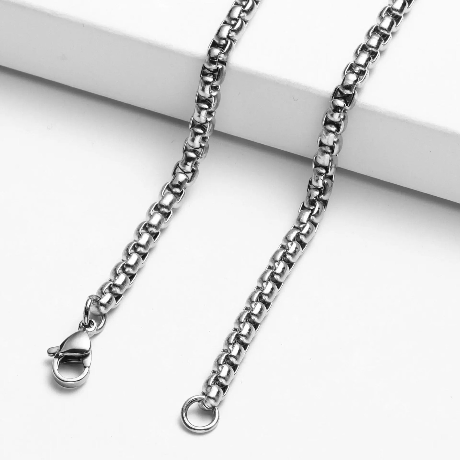 Venetian Box Chain Necklace Stainless Steel Silver Gold Black Width 2mm 6mm
