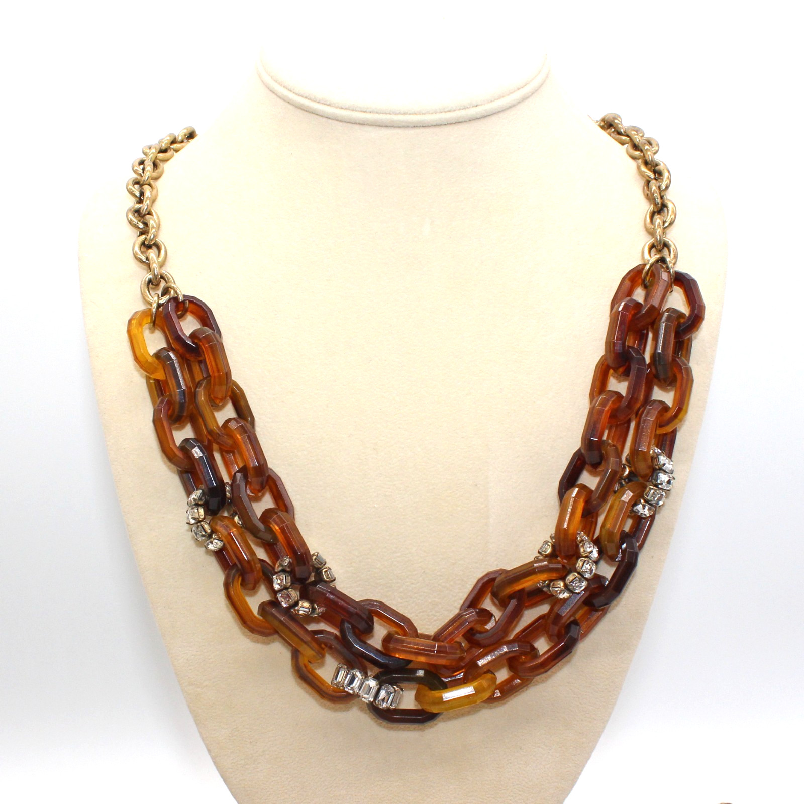 J. Crew Chunky Tortoise Link Necklace with Rhinestones