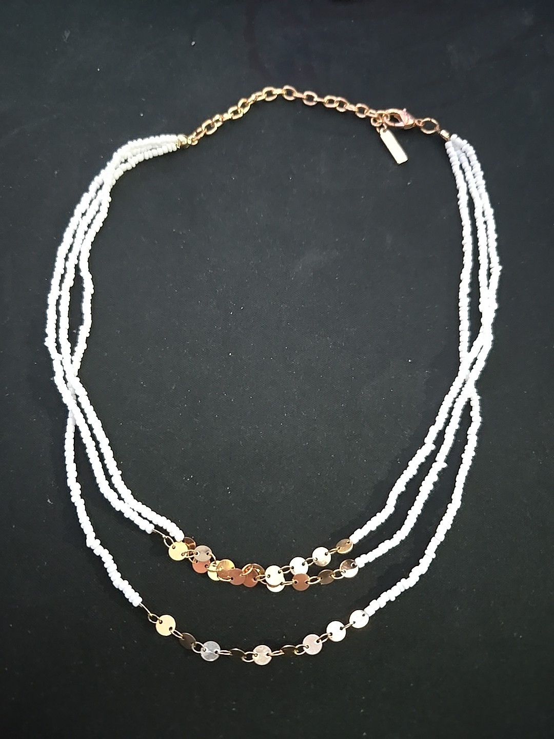 Sugarfix by BaubleBar Designer Layered Gold Tone Necklace 14″ Triple Strand Club