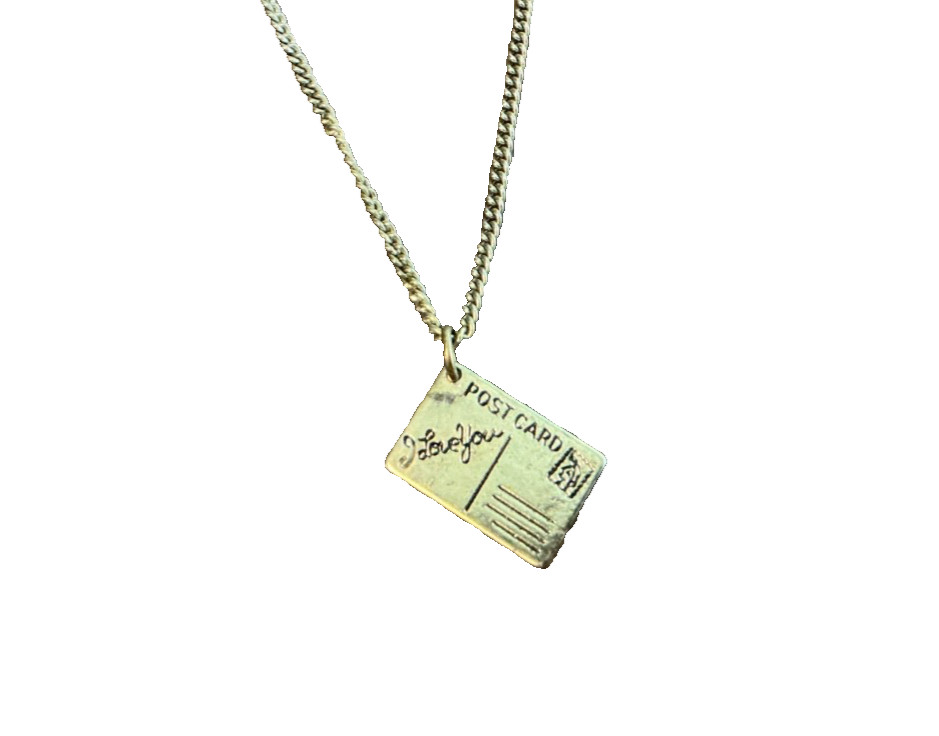 Charm Necklace (Rose, Heart, and Postcard) 16-18” adjustable