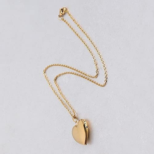 Gold Heart Locket Necklace for Women Adults with Picture Locket Pendant Photo…