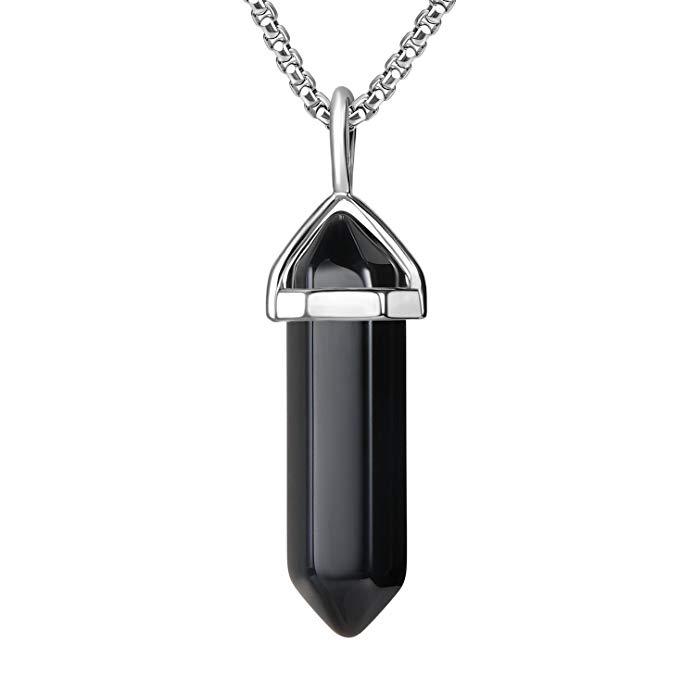 Natural Quartz Crystal Point Chakra Healing Gemstone Pendant Necklace Stone Gift