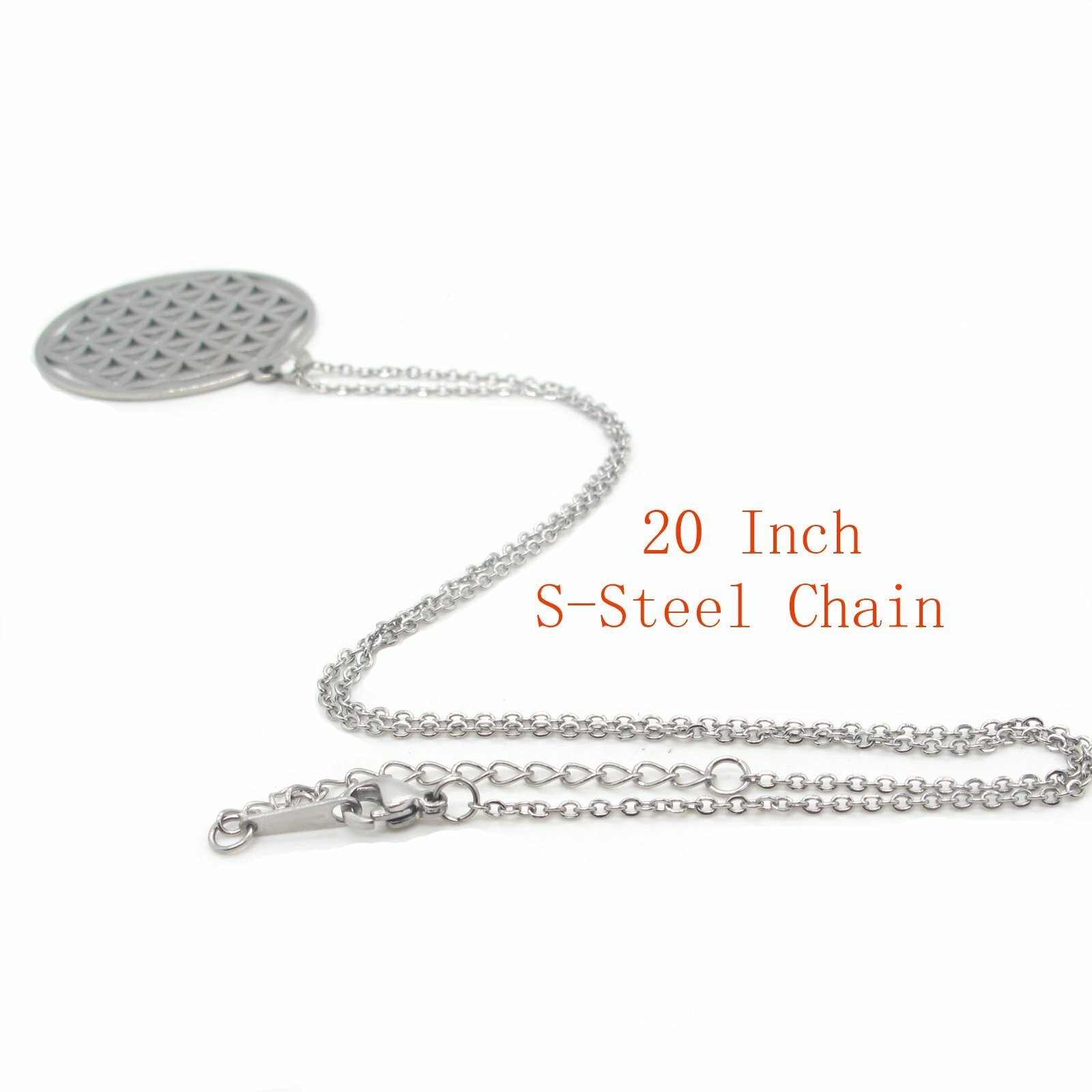 MENDEL Stainless Steel Flower of Life Sacred Geometry Charm Pendant Necklace