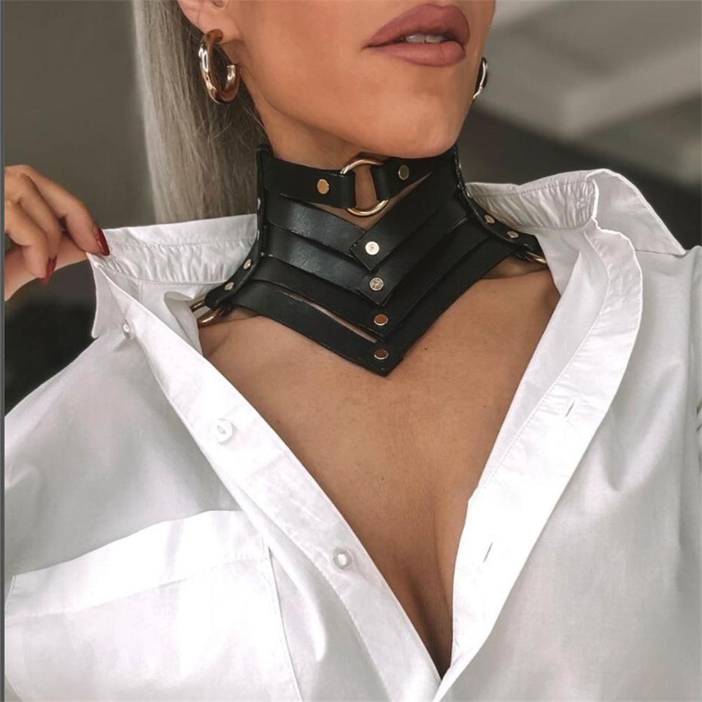 Black Gothic Punk Leather Choker Necklace Rivet Collar Beautiful Jewelry Gift