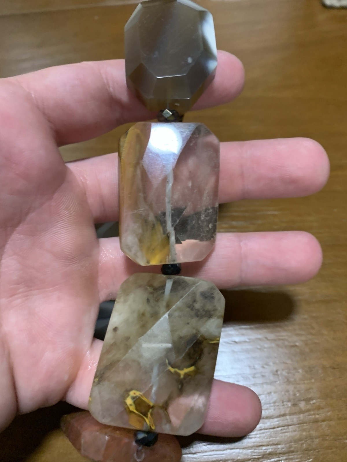 Vintage Large Chunky Quartz Stone Choker with Silver Box Clasp 14 Inch Necklace