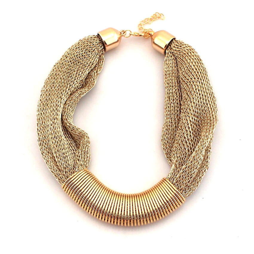 Women’s Fashion Jewelry Gold Chunky Collar Statement Necklace 118