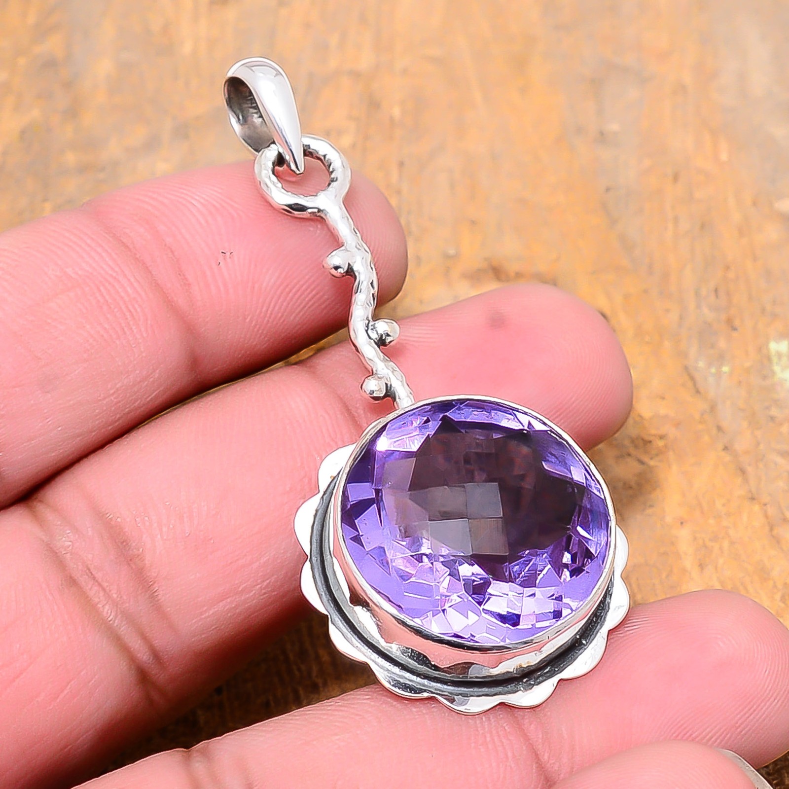 Colour Changing Alexandrite Handmade 925 Sterling Silver Pendant 2.15″ P60