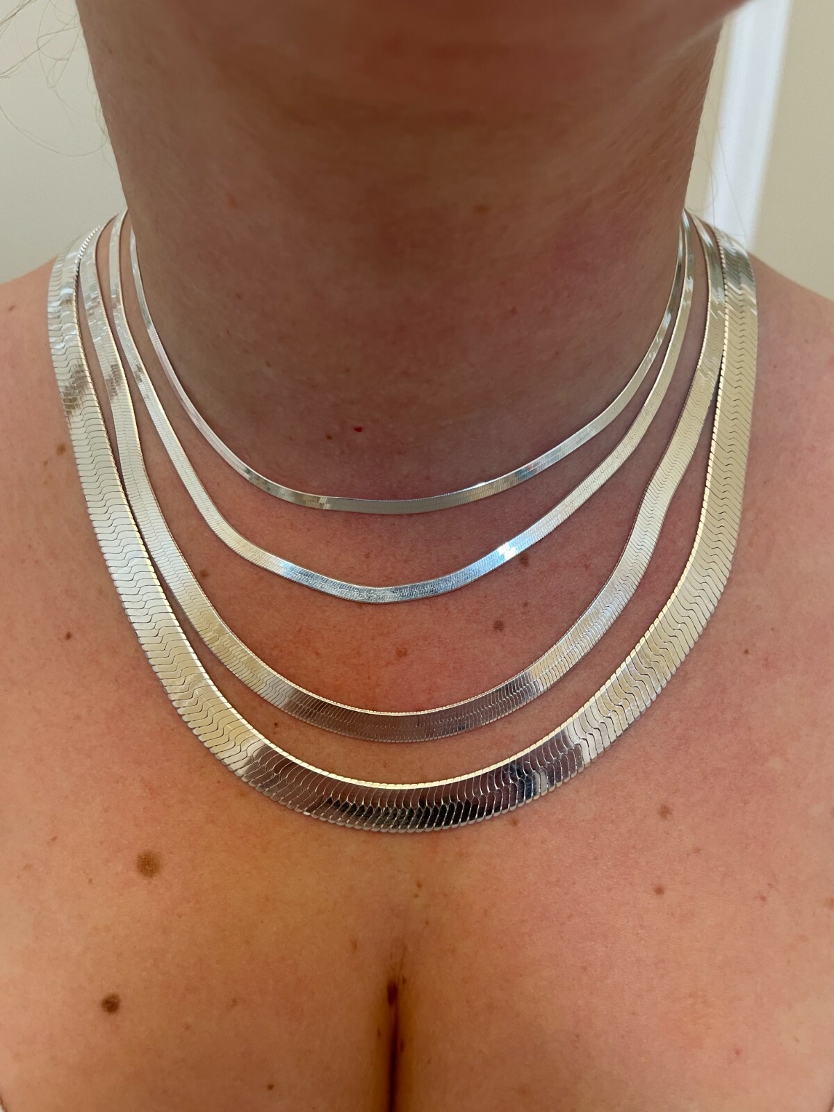 Solid 925 Sterling Silver Herringbone Chain Necklace 3-9mm 14″- 28″ Diamond Cut