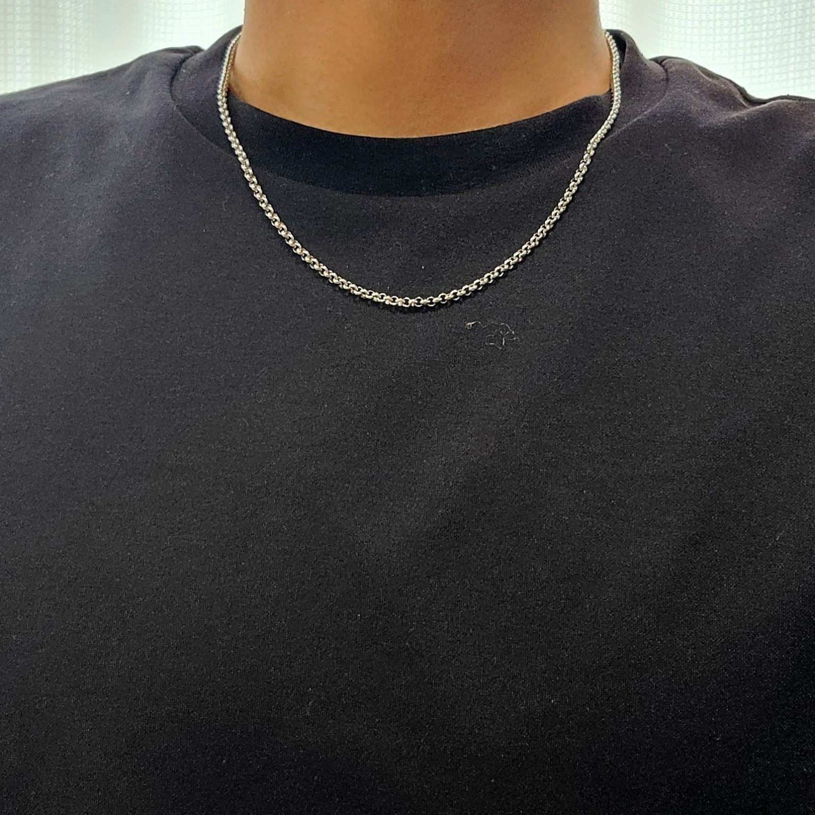 Chain Necklace, 925 Sterling Silver Plated, Engraved, 50 cm