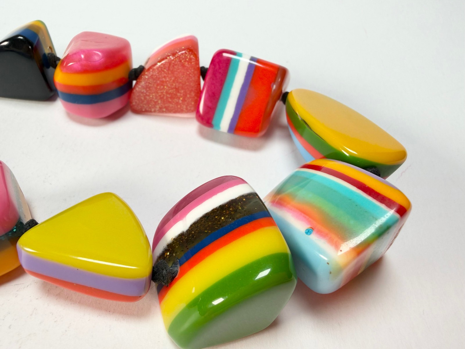 Jackie Brazil “Natural” Pop Art Large Stones 55cm Resin Necklace ( N0378 )