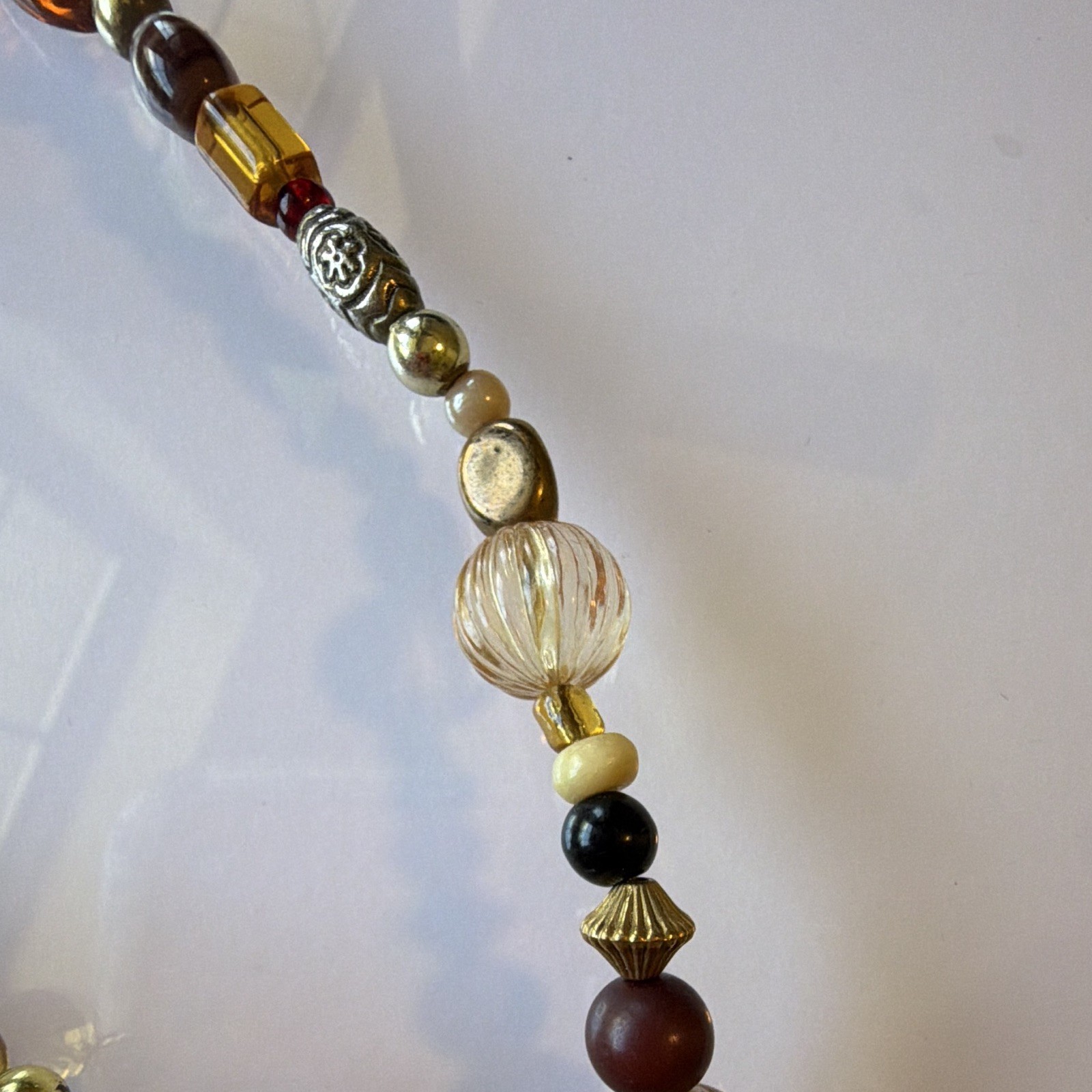 Amber color Glass Beaded Necklace Beads Ball/Beaded Style