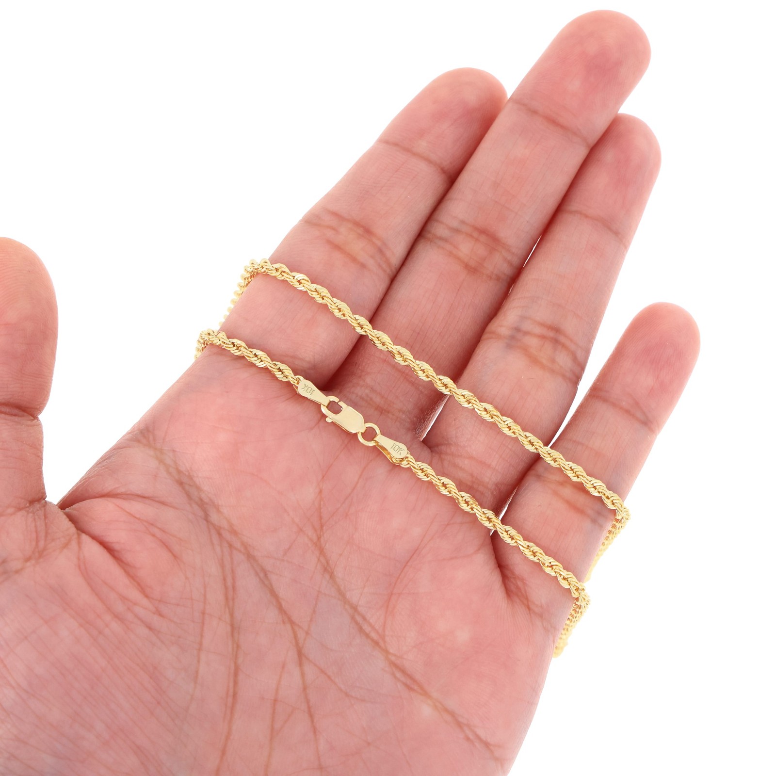 10K Yellow Gold 2mm-7mm D/C Rope Chain Bracelet Men Women 7″ 7.5″ 8″ 8.5″ 9″