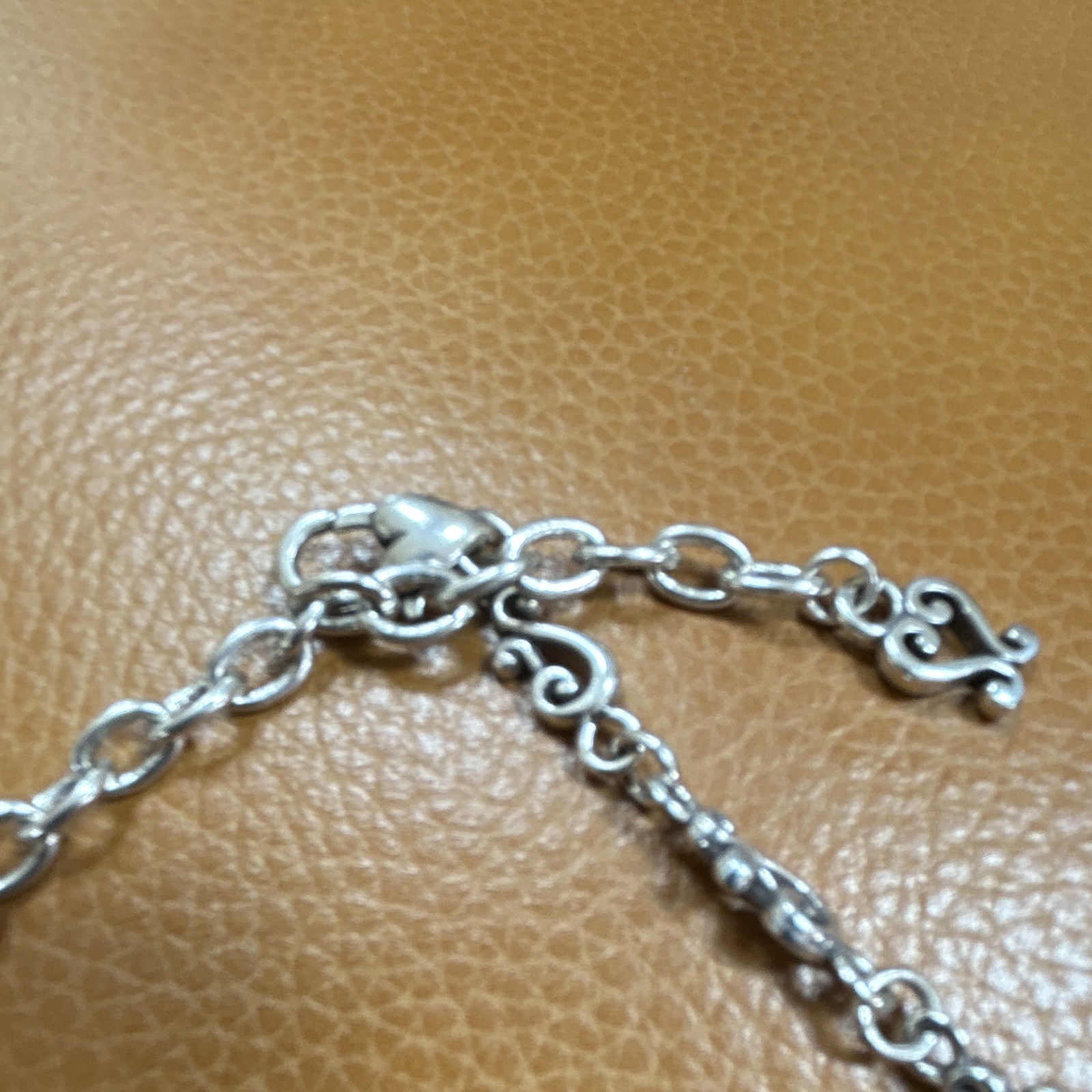 Vintage Brighton Silver Fluer-de-Lis Necklace Black Teardrop Crystal Dangle