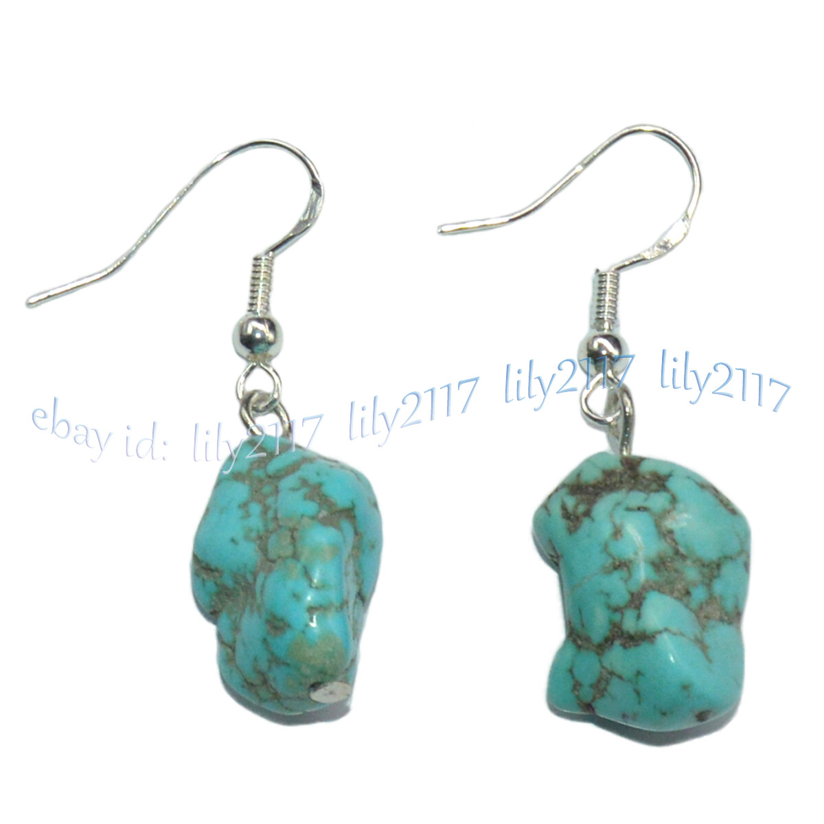 10-15mm Natural Blue Turquoise Irregular Gem Beads Necklace Bracelet Earring Set