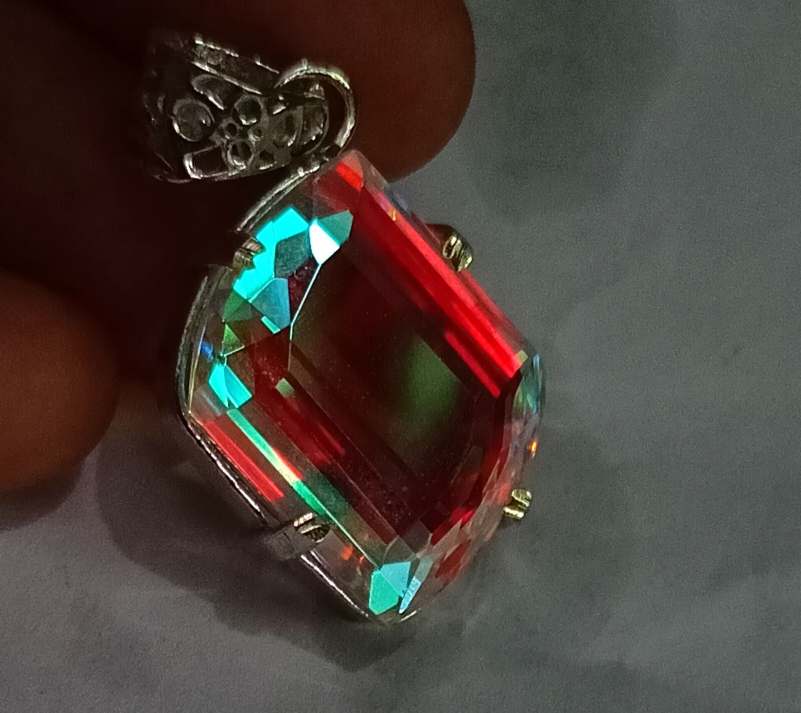 45.57 Ct EGL Certified Natural Mystic 925 Solid Silver Pendant Loose Gemstone