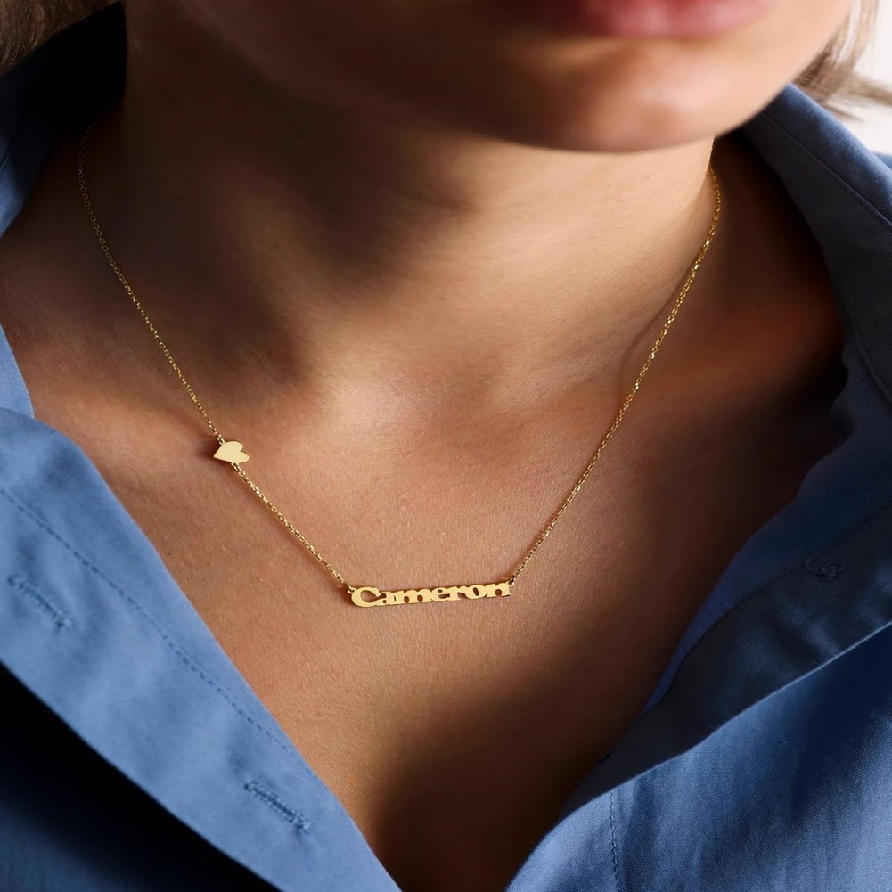 Custom Name Necklace for Women 18K Gold Plated Personalized Name Necklace