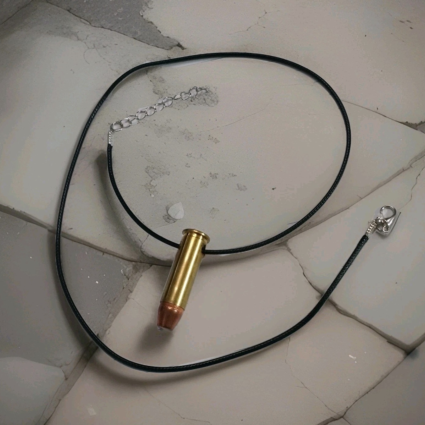 Bullet Pendant Necklace Black Cord with Adjustable Lobster Clasp in 38 special