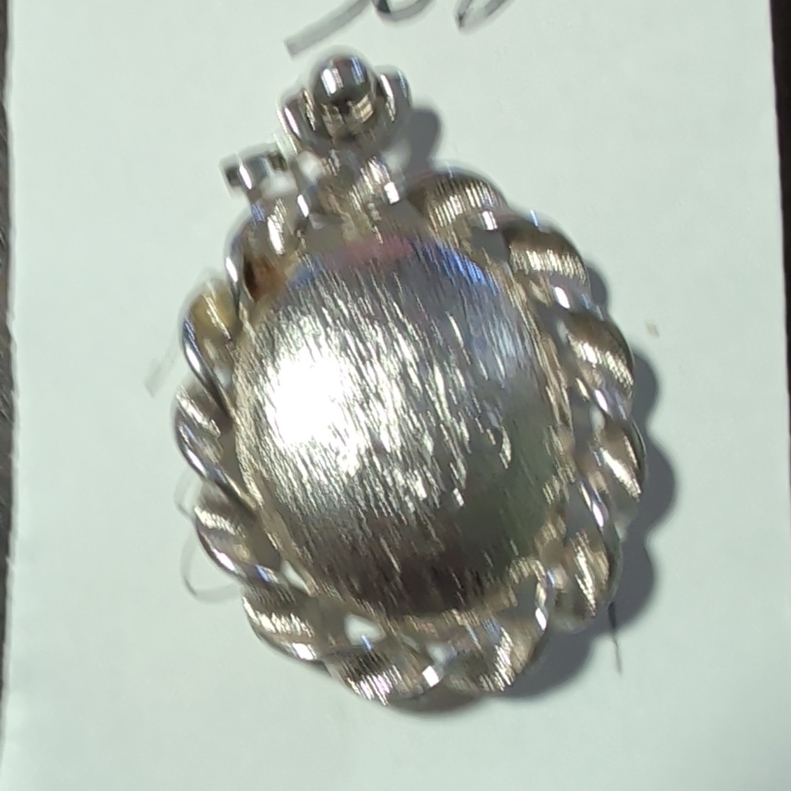 Sterling Silver Signed Oval Black Onyx Bezel-Set Pendant Charm