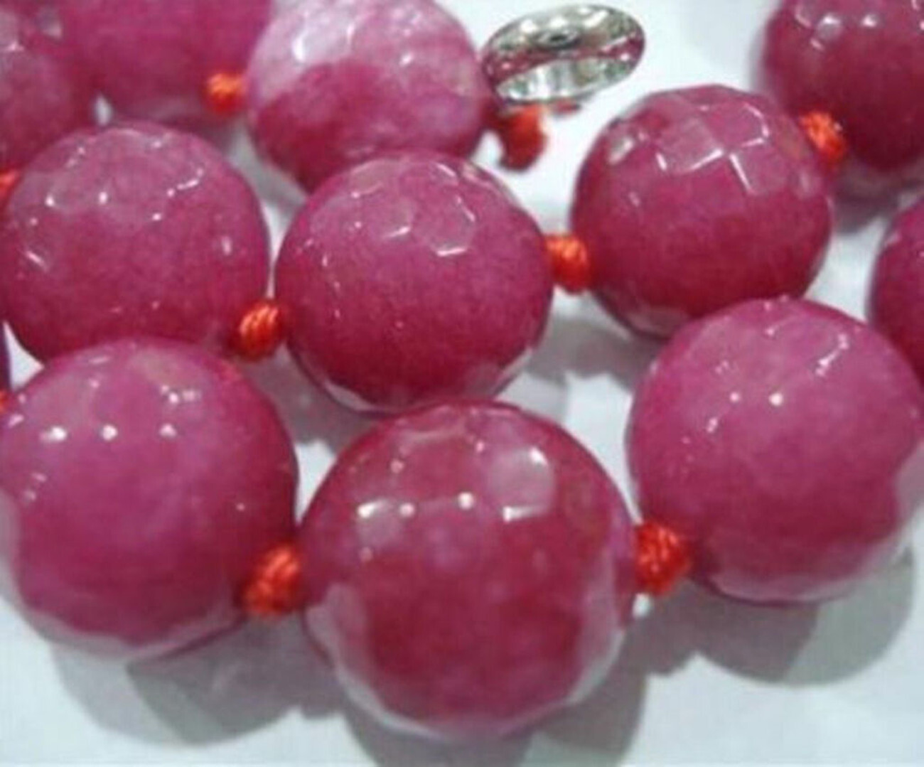 10mm Faceted Rose Red Jade Round Gemstone Beads Necklace Jewelry 18” AAA