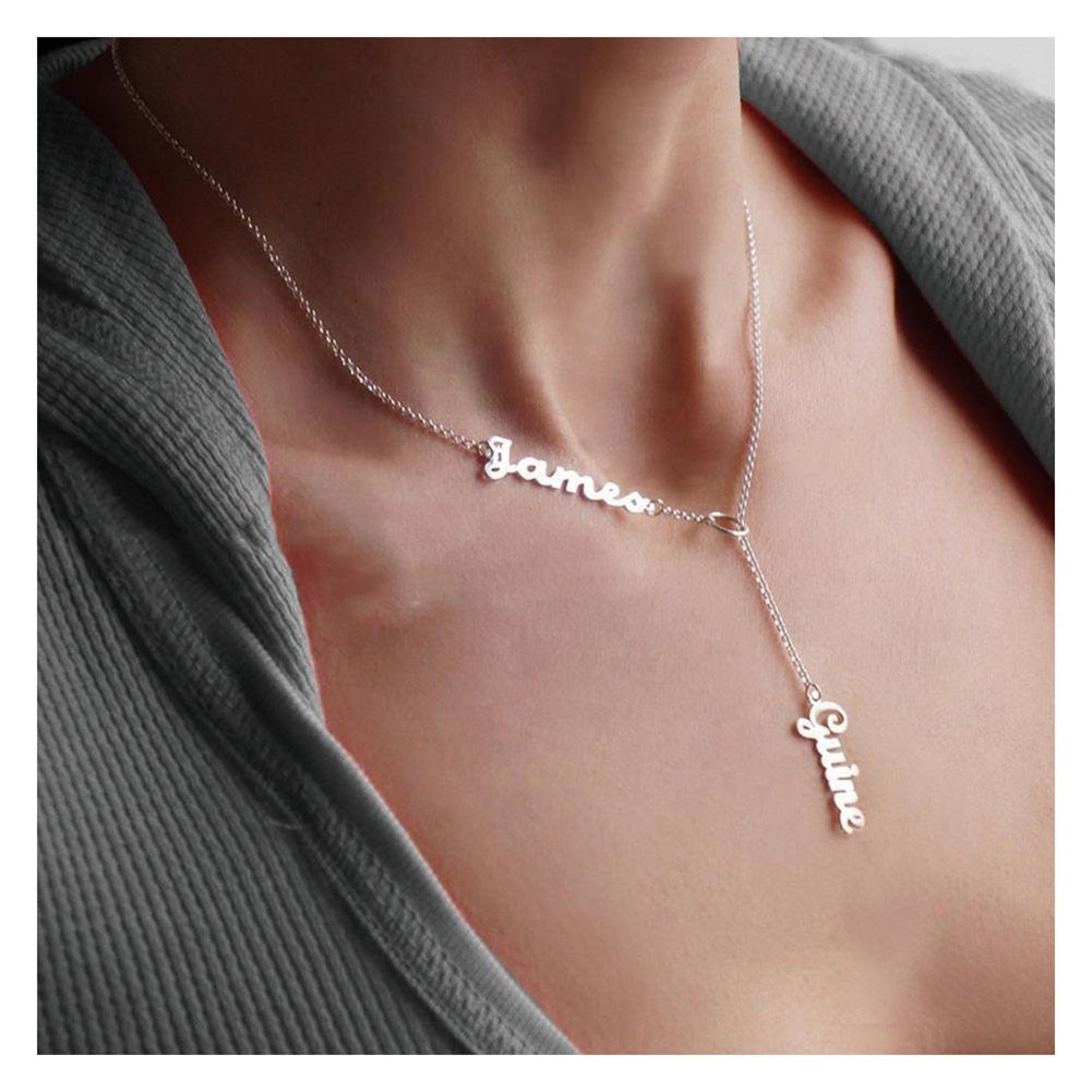 Personalized Couple Names Necklace Pendant Custom Jewelry GIft for Women