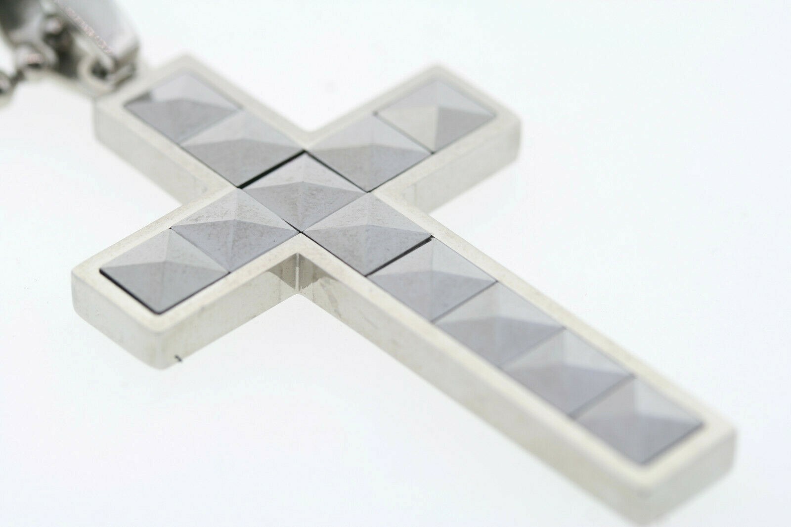 SHR Stainless & Faceted Tungsten Inlay 2 3/4″ x 1 3/8″ Cross Necklace 22″