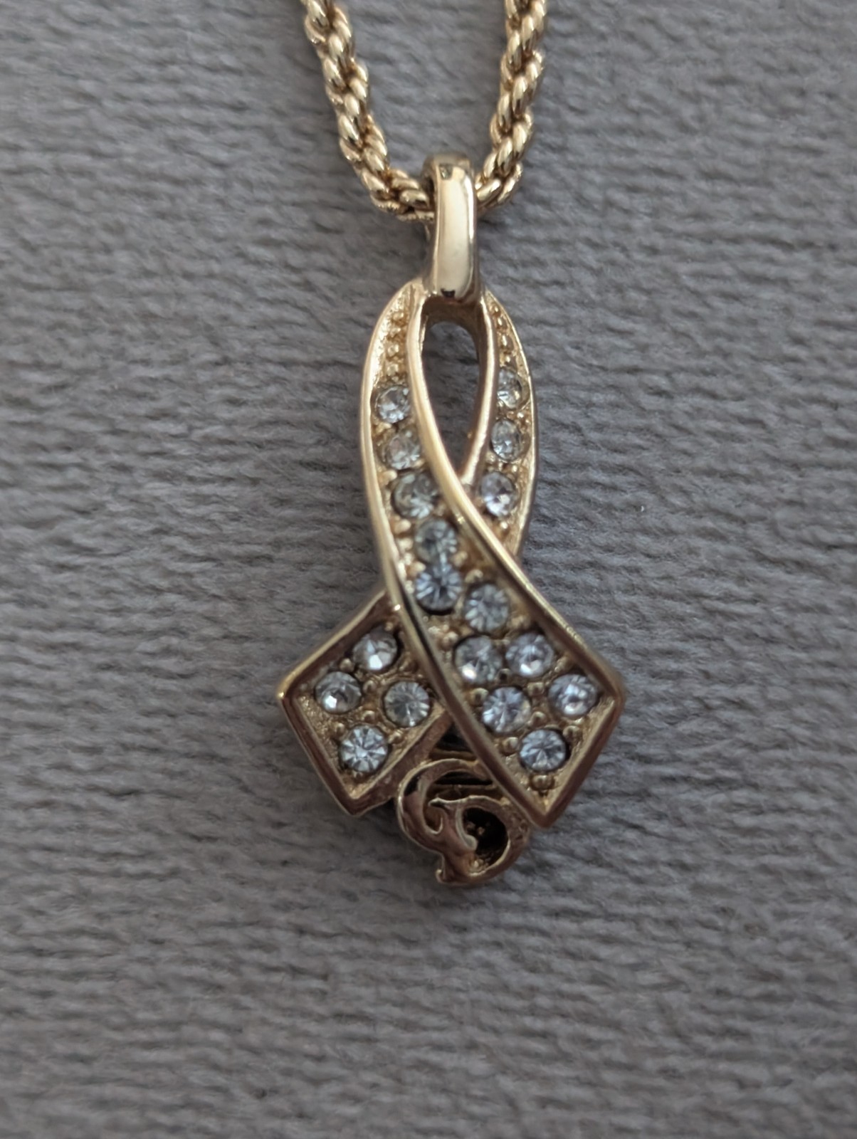 Christian Dior Necklace Gold Pltd Rhinestone CD Vintage Costume Jewellery