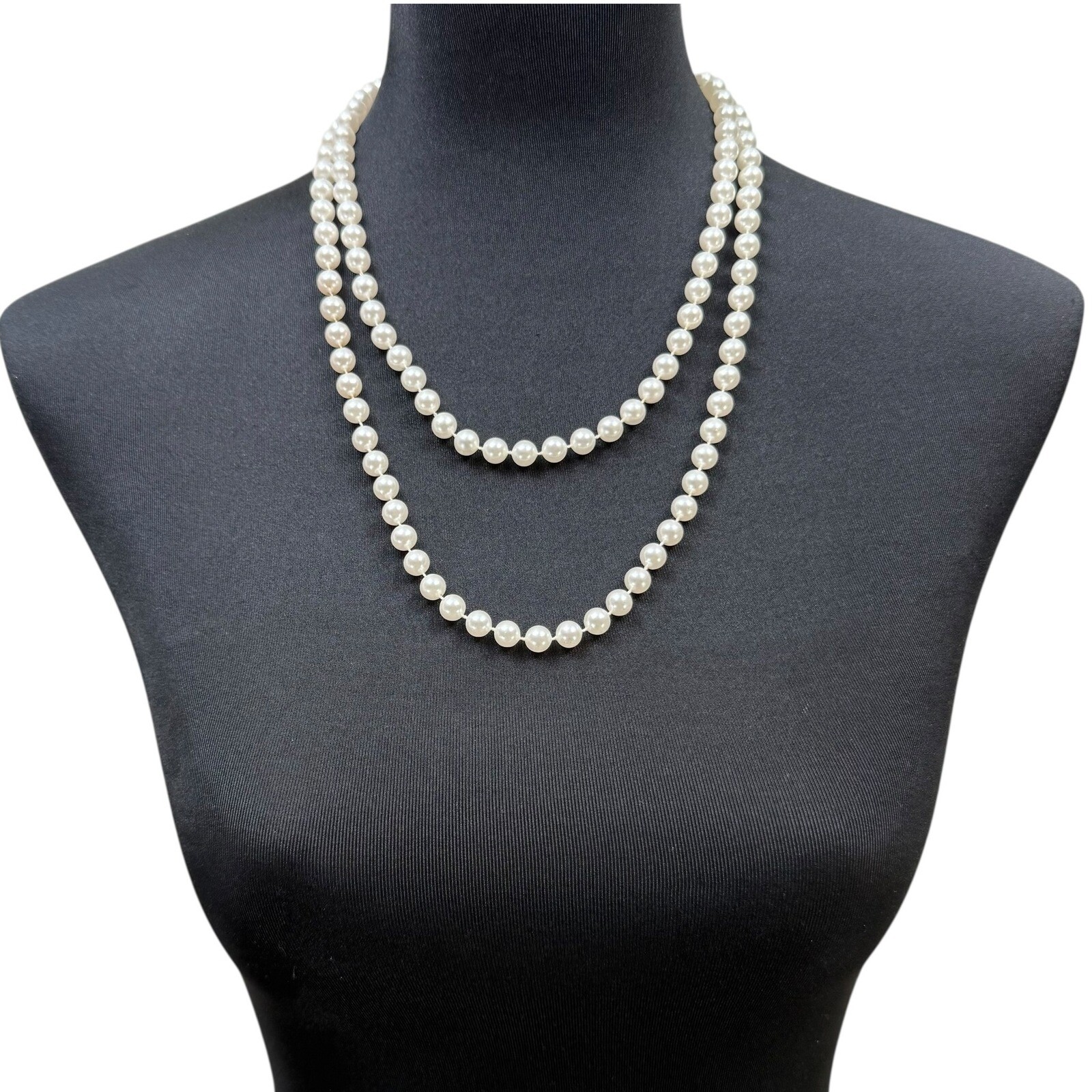 Classic Elegant Imitation Faux Pearls Necklace Long Strand Endless Classic 23 in