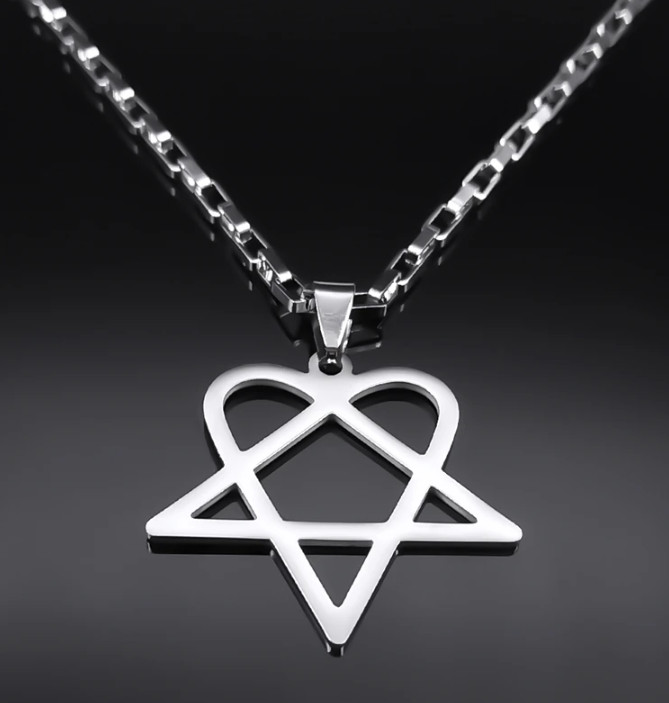 New Hip Hop Rock Music Him Heartagram Star Hear Pendant Necklace Stainless Steel