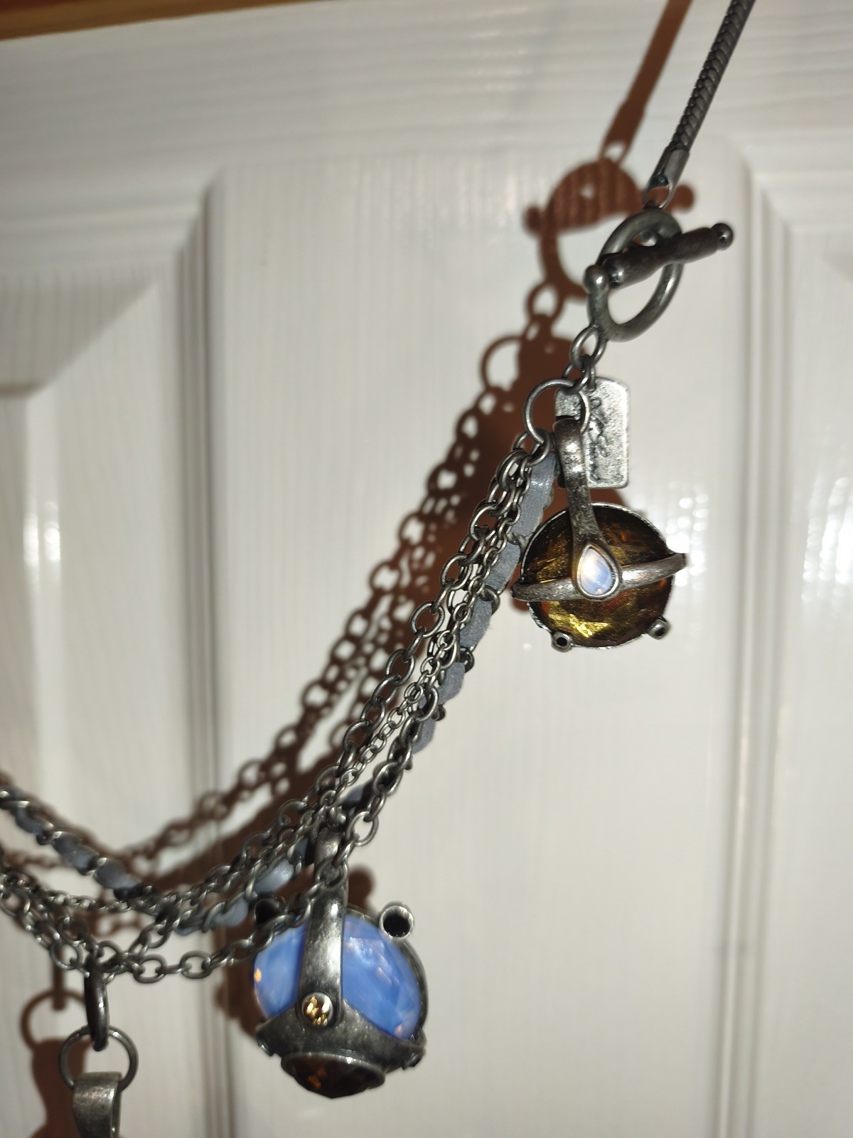 Vintage AllSaints Ladies Multi Pendant Necklace Metal Silver Y2K