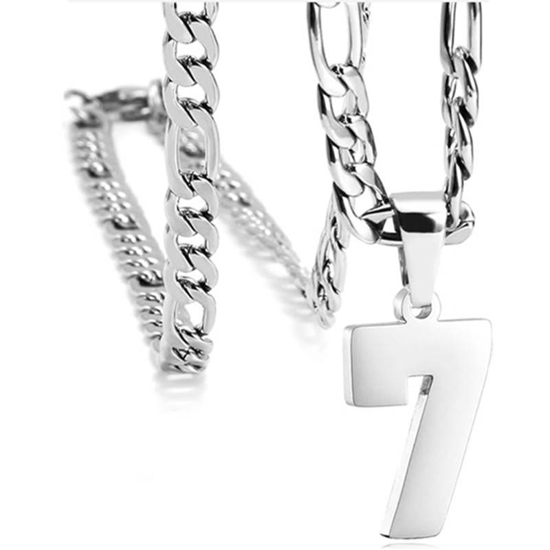 #00-#99 SPORTS FOOTBALL NUMBER Pendant Charm / 24IN STAINLESS CHAIN NECKLACE