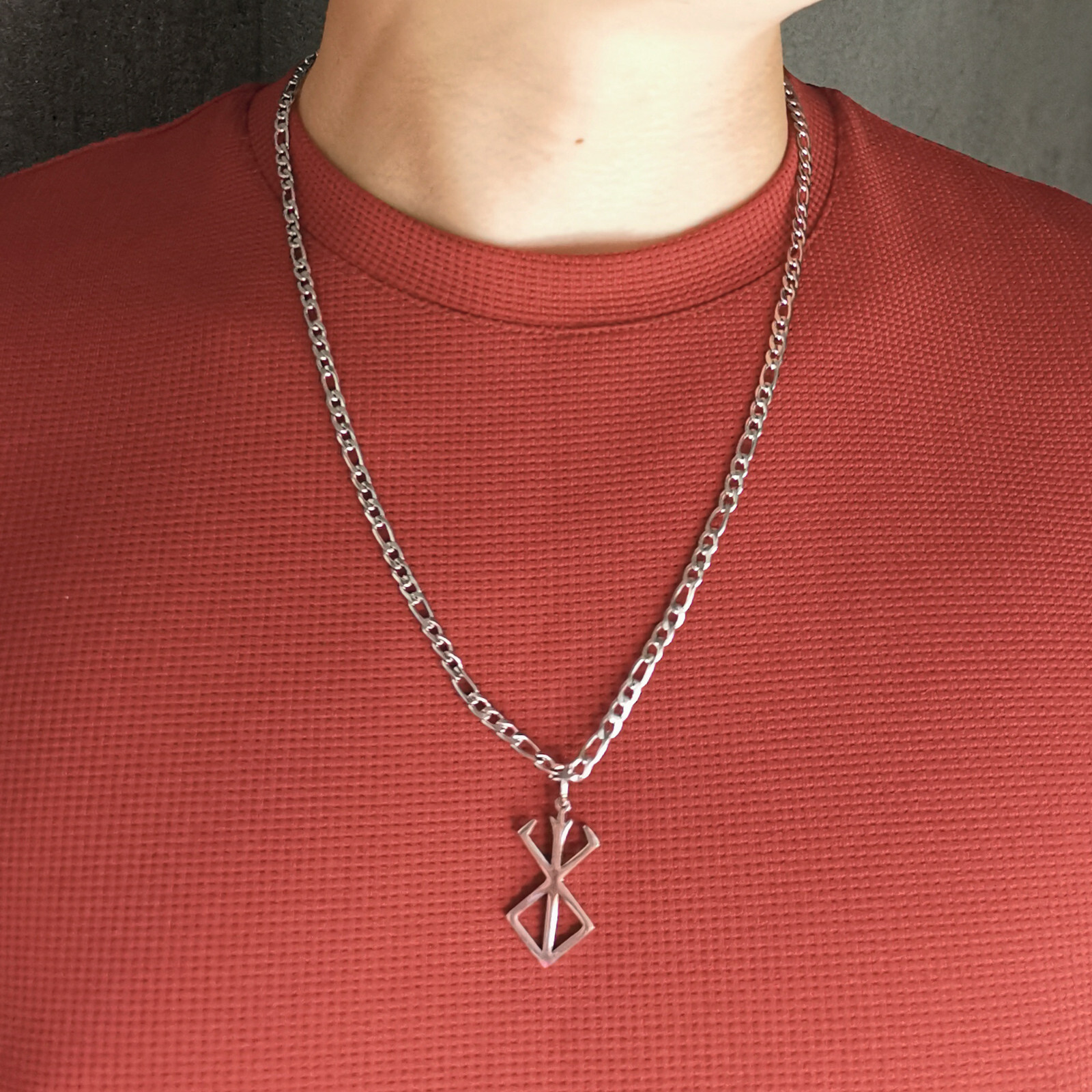 Mens Boys Rune of Berserker Warriors Necklace Pendant Stainless Steel Chain 30”
